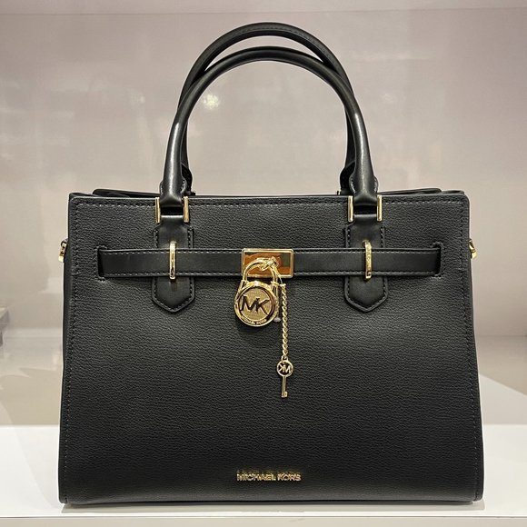 Michael Kors Hamilton Medium Satchel Shoulder Crossbody Bag Black - Picture 1 of 9